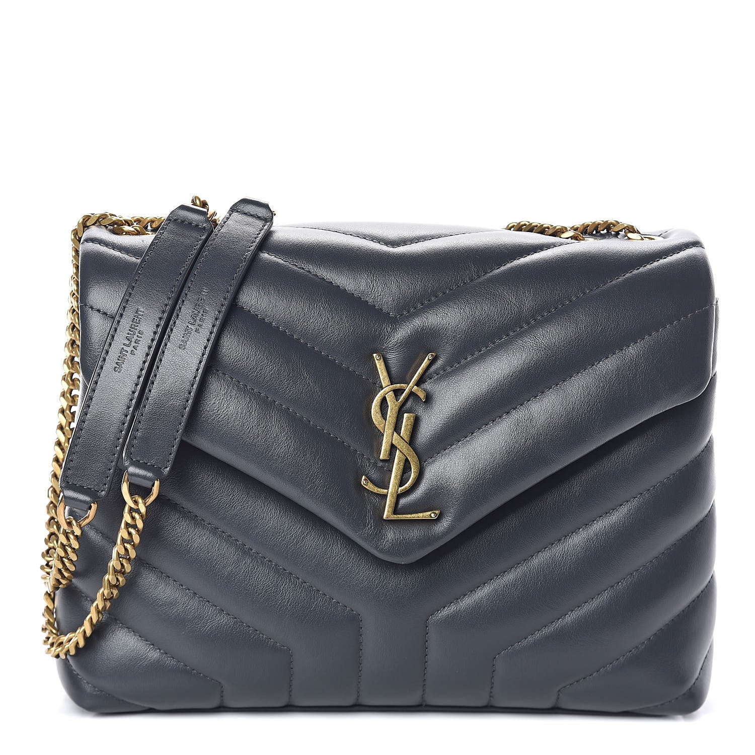 Saint Laurent Calfskin Y Quilted Monogram Small Loulou Chain Satchel Asphalt 1 of 9