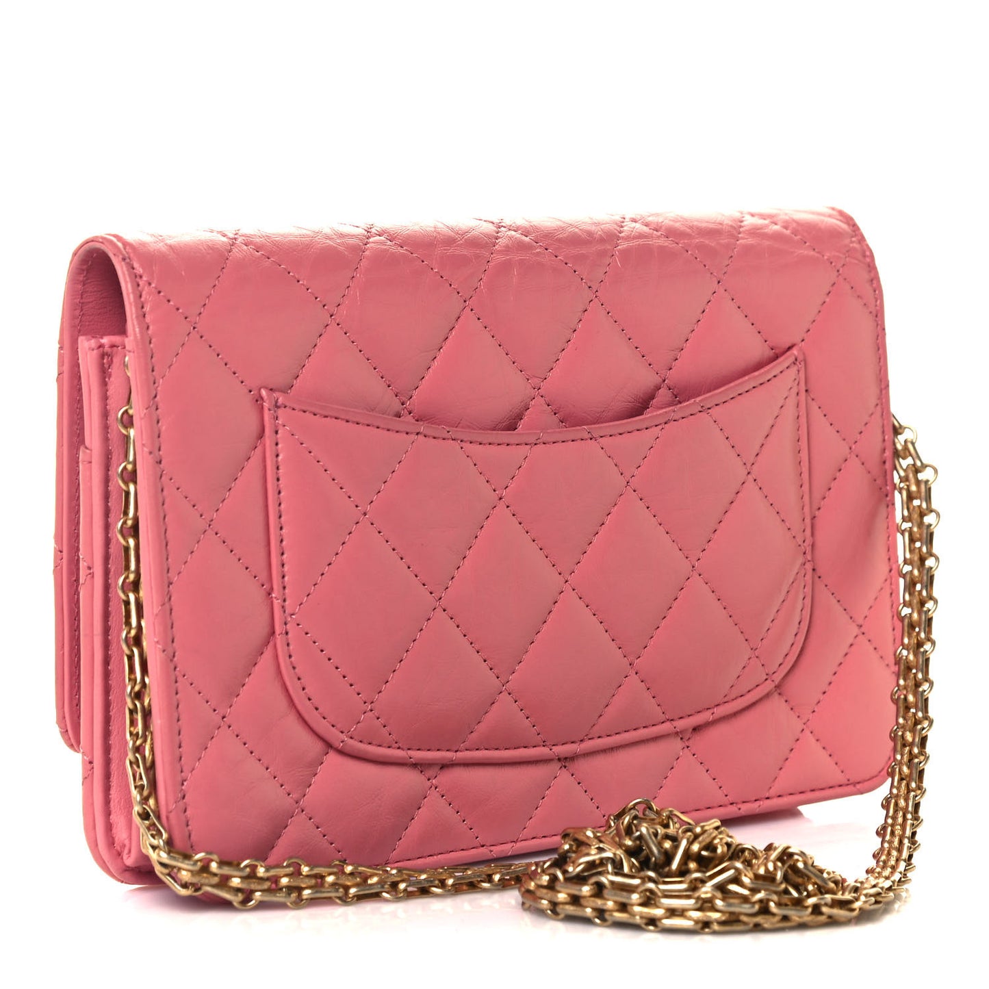 Aged Calfskin Quilted Reissue Wallet On Chain WOC Pink