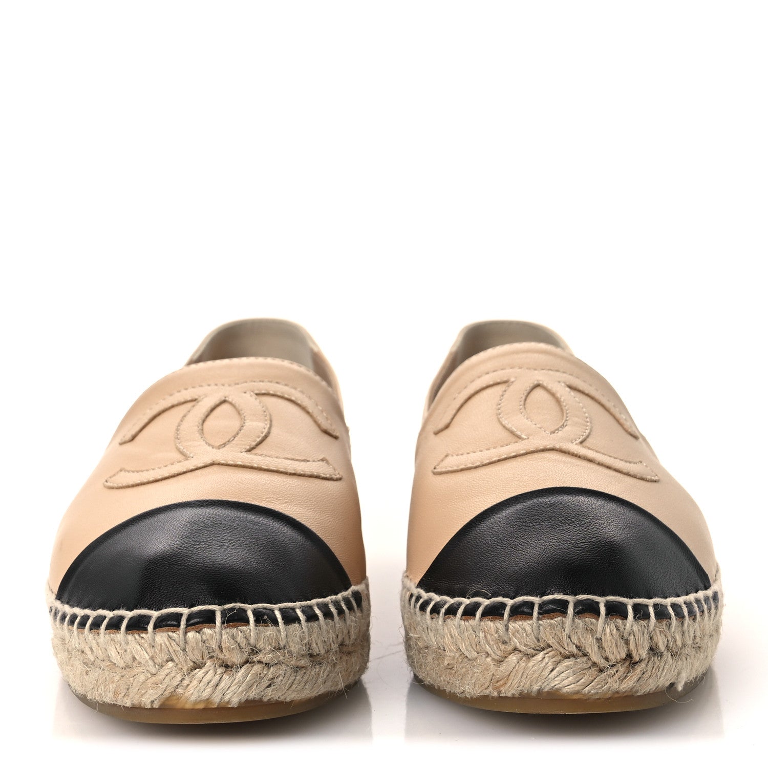 Chanel Lambskin CC Espadrilles 40 Beige Black 3 of 13