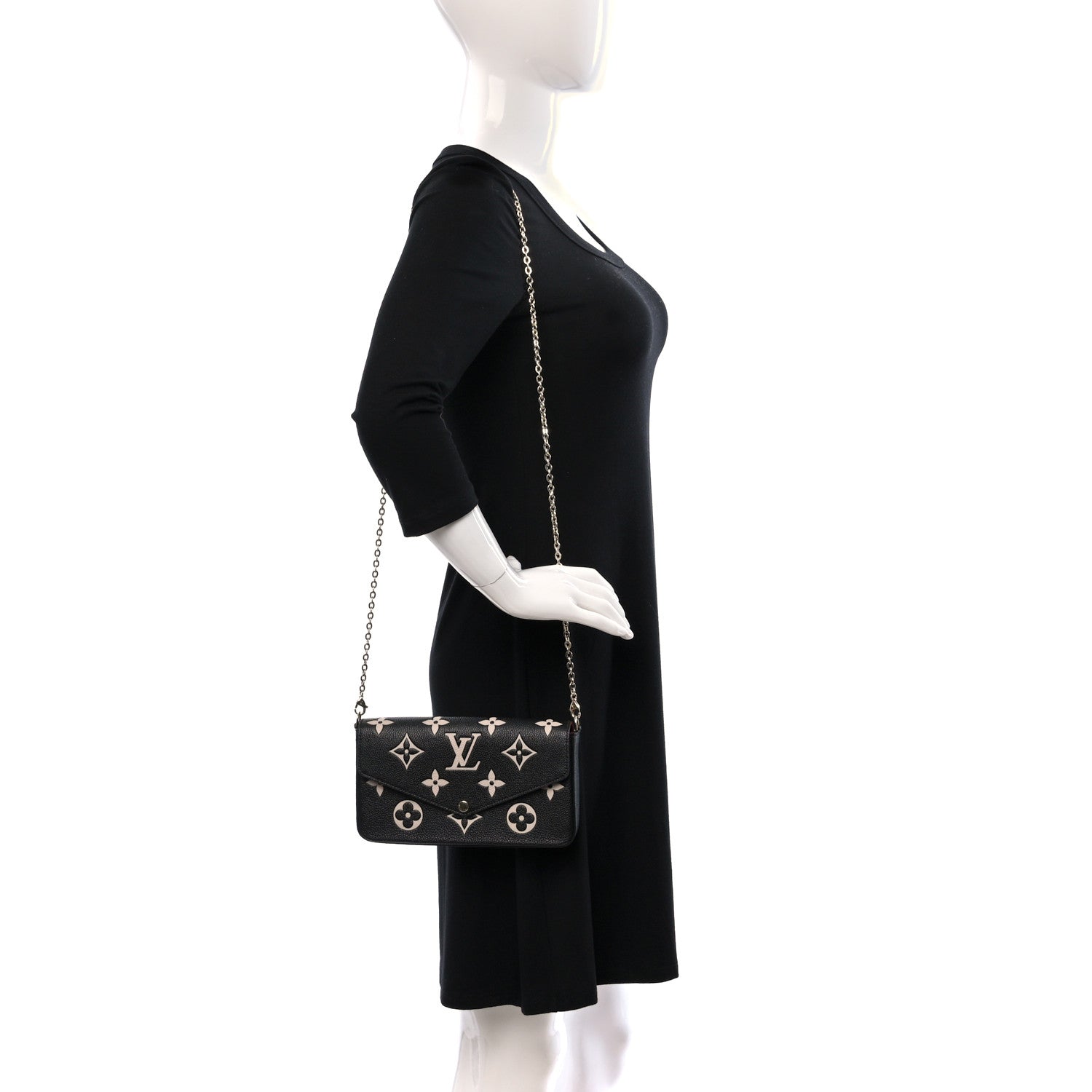 Louis Vuitton Empreinte Monogram Giant Felicie Pochette Black Beige 2 of 14