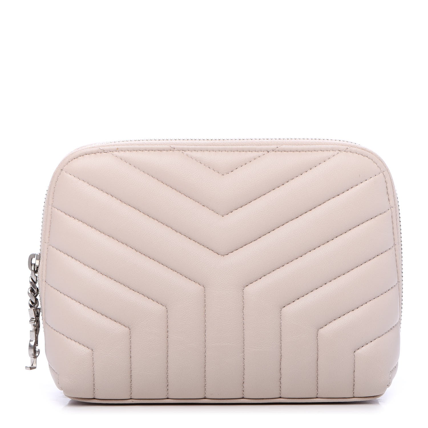 Saint Laurent Lambskin Matelasse Cosmetic Case Ivory 1 of 10