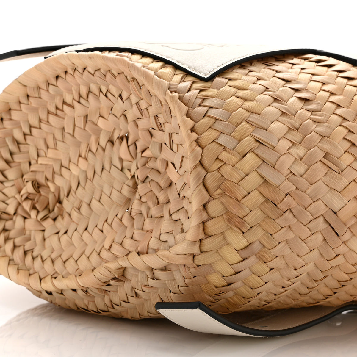 Raffia Small Basket Tote Bag Natural White