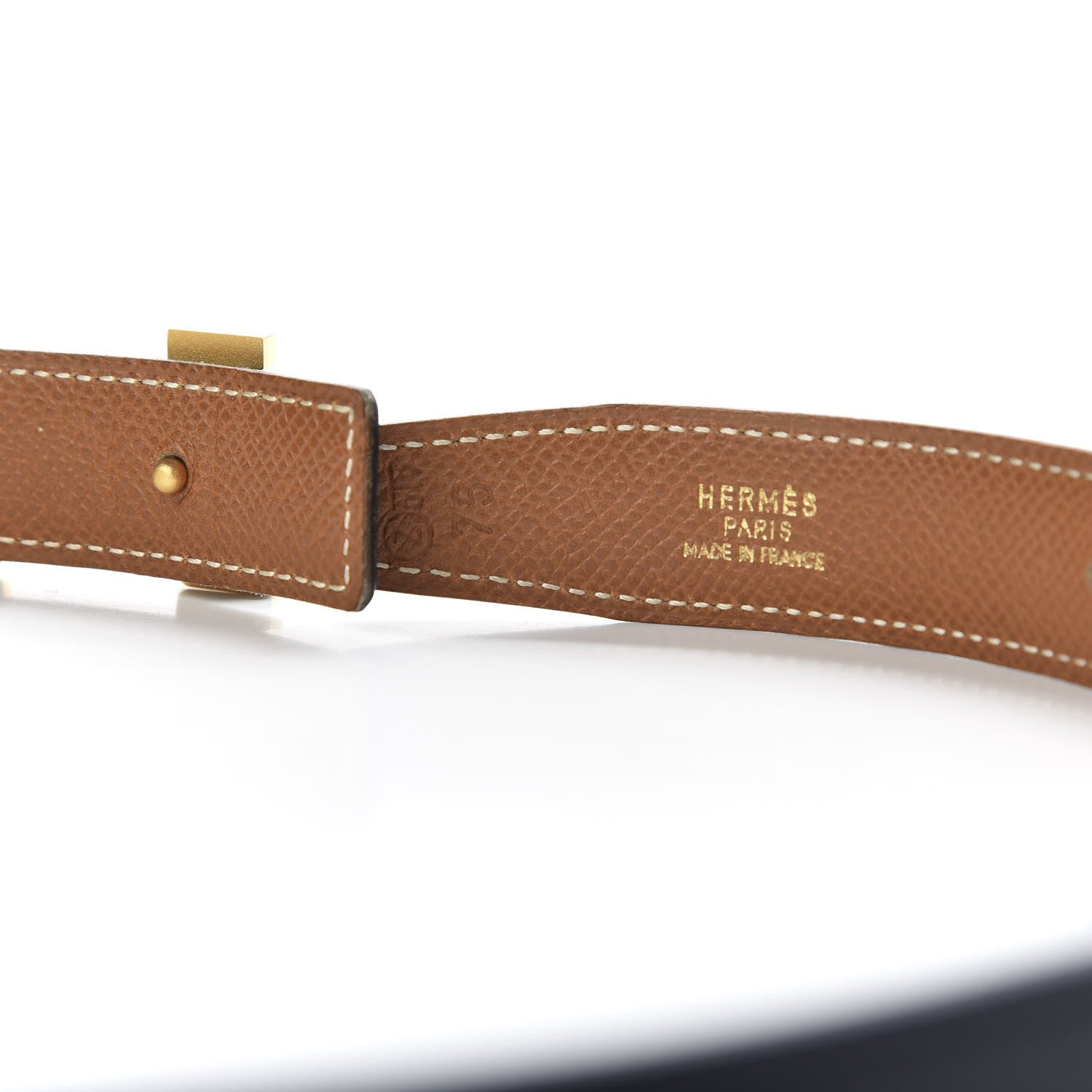Hermes Epsom 24mm Mini Constance H Belt 75 Gold Bleu Indigo 3 of 4