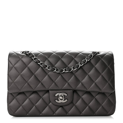 Chanel Metallic Lambskin Quilted Medium Double Flap Pewter 1 of 11