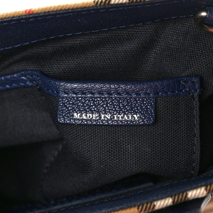 Burberry Goatskin Vintage Check Baby Banner Tote Regency Blue 6 of 10