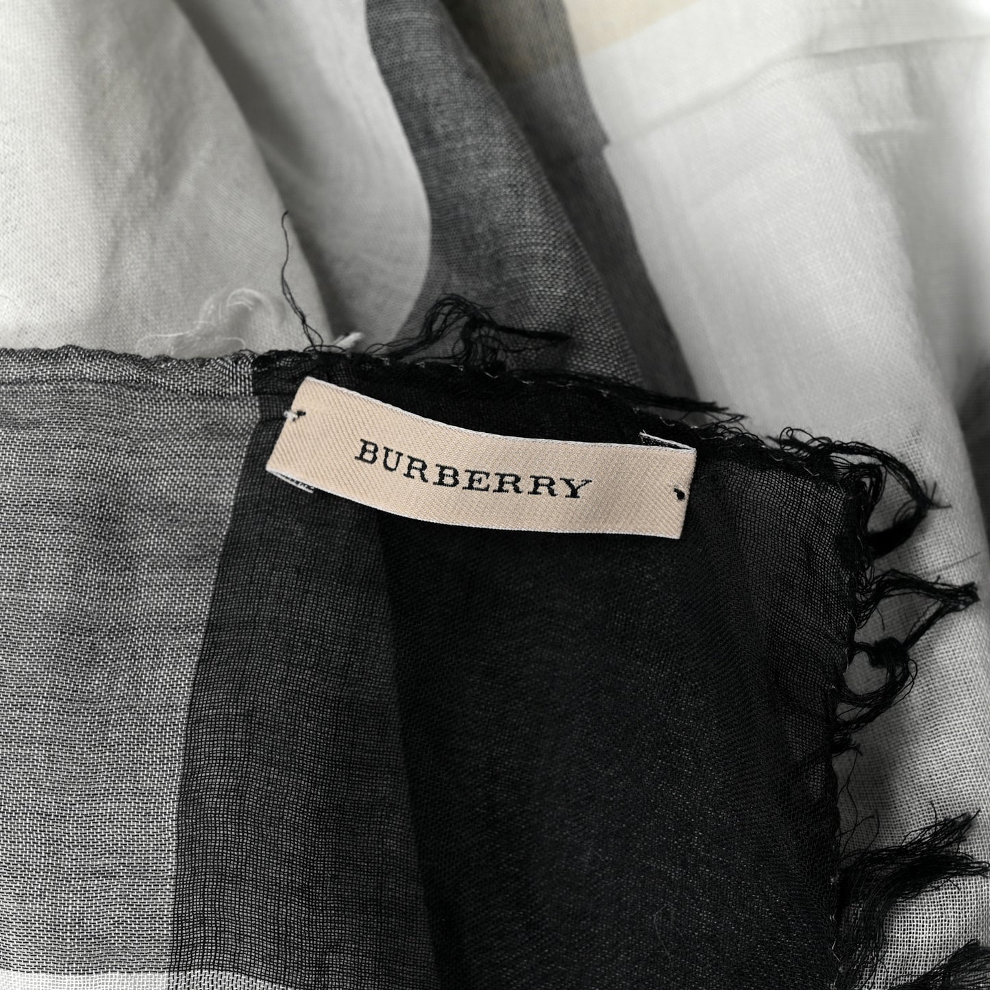 Silk Giant Check Scarf Ivory