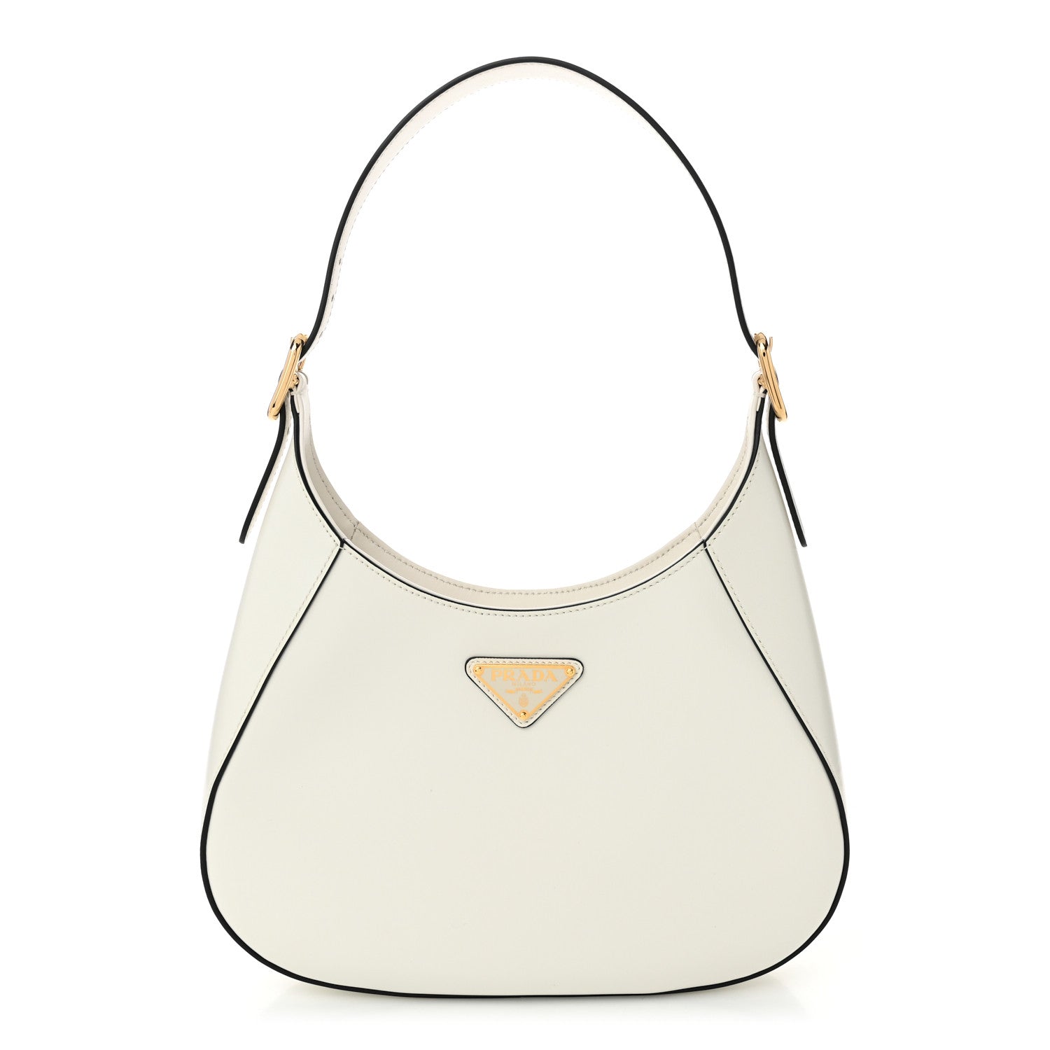 Prada Box Calfskin Shoulder Bag White Black 1 of 10
