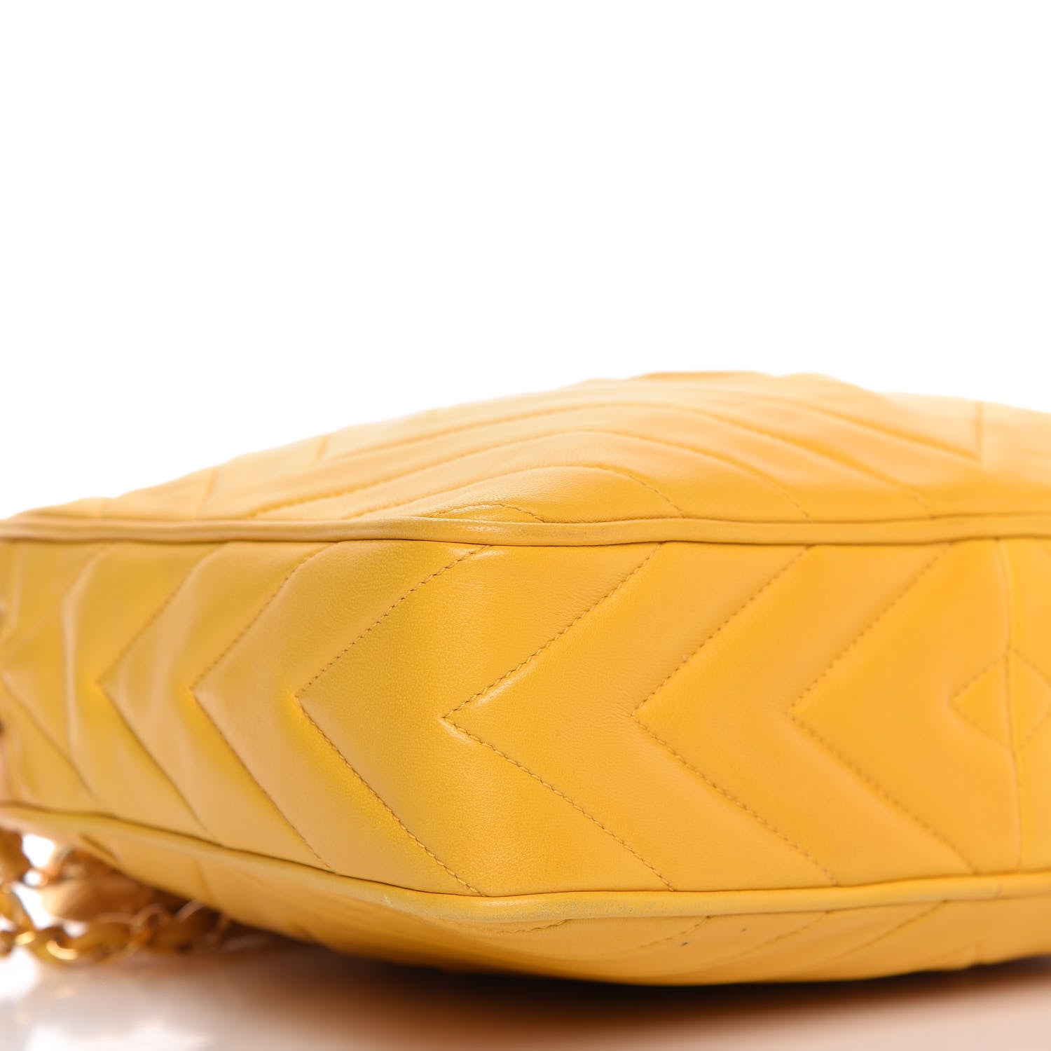 Chanel Lambskin Chevron Tassel Camera Case Yellow 6 of 11