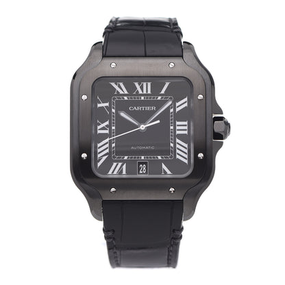 Cartier ADLC Stainless Steel Alligator 39.8mm Santos De Cartier Automatic Watch Black 1 of 6