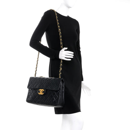 Chanel Lambskin Quilted XL Jumbo Single Flap Black 2 of 14