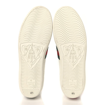 Gucci Calfskin Ayers Bee Embroidered Womens Ace Sneakers 40.5 White Green 6 of 9