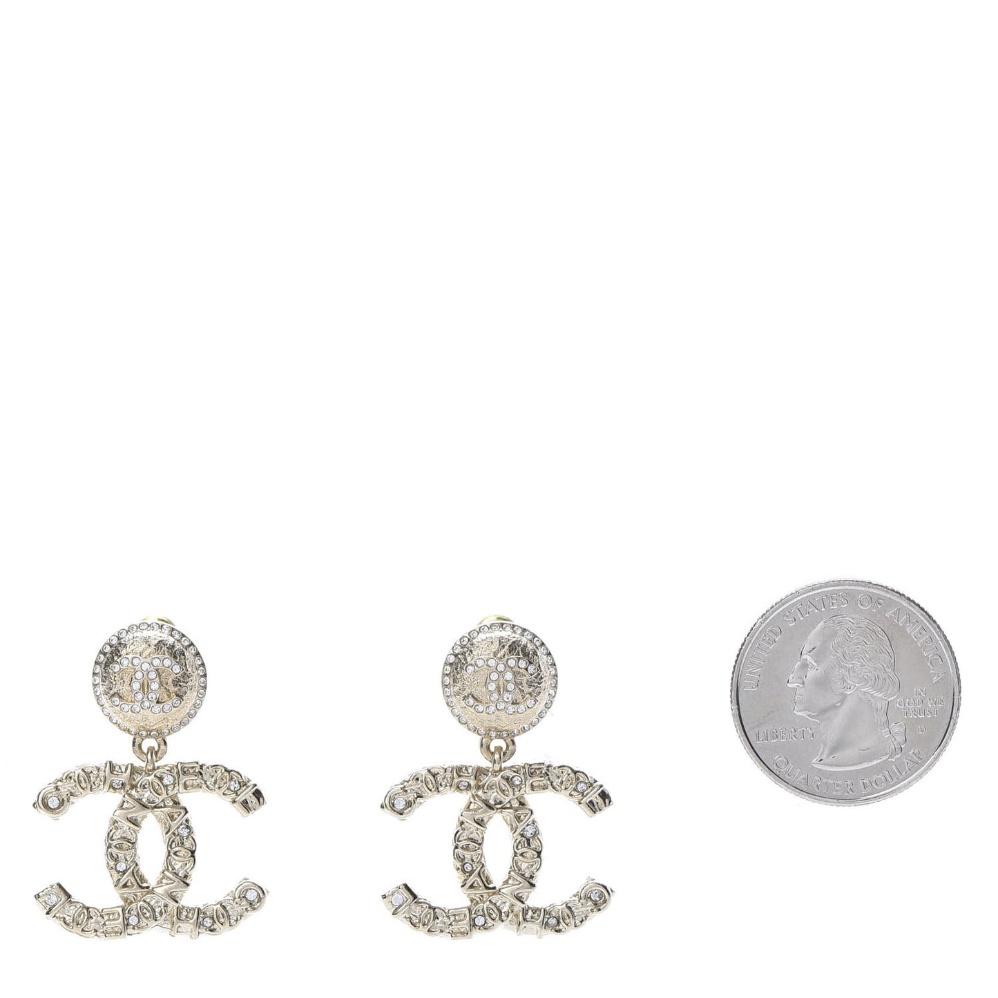 Crystal CC Drop Earrings Gold