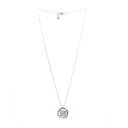 David Yurman 18K Yellow Gold Pave Diamond Crossover Pendant Necklace 3 of 6