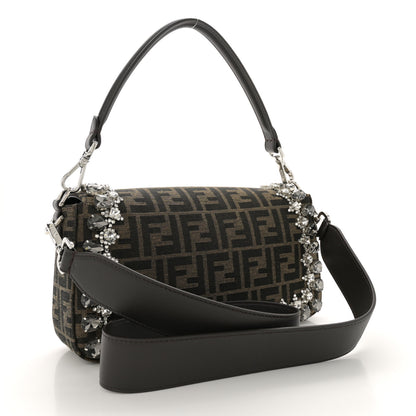 Fendi Fabric Jacquard FF 1974 Crystal Embellished Baguette Tobacco Moro Multicolor 3 of 11