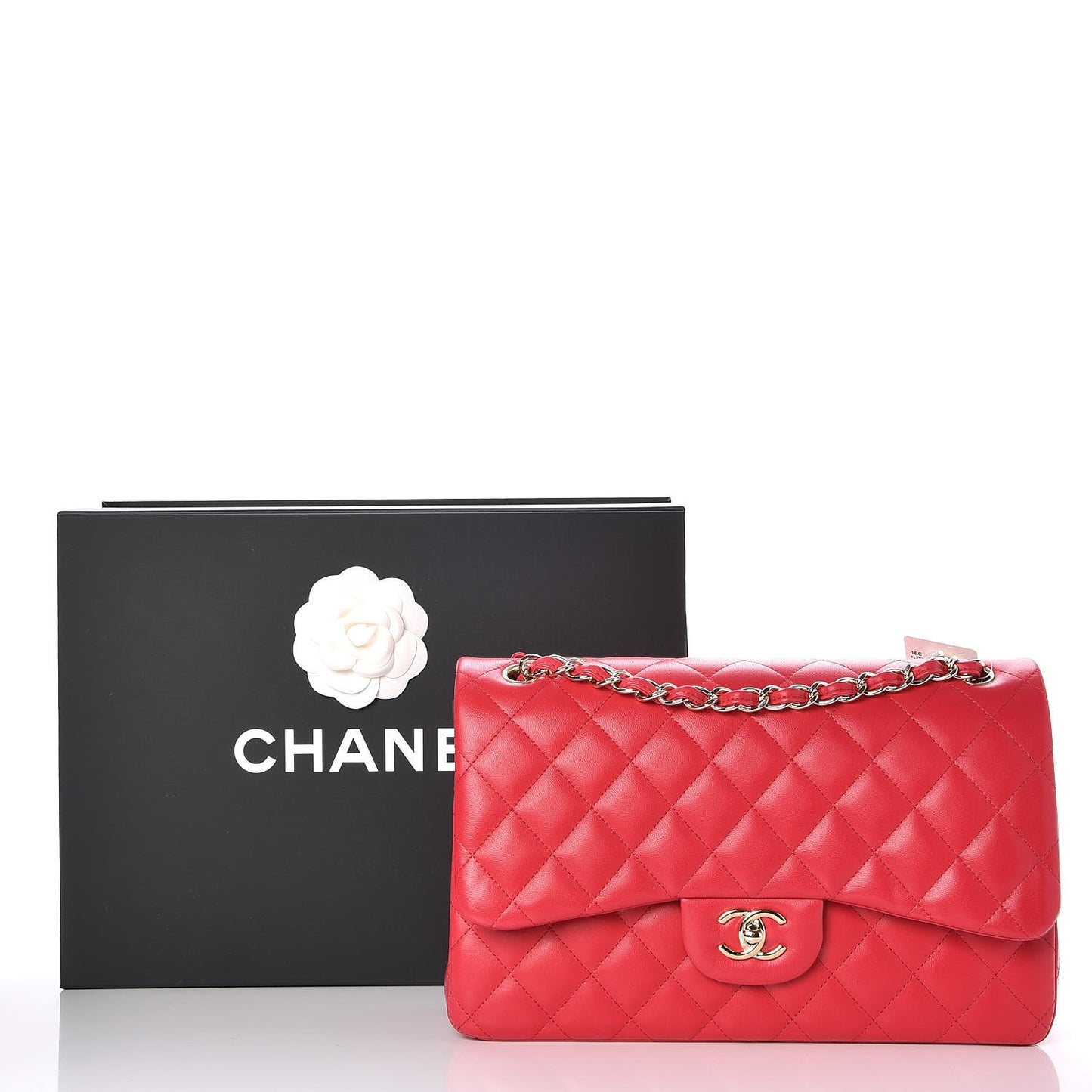 Lambskin Quilted Jumbo Double Flap Red