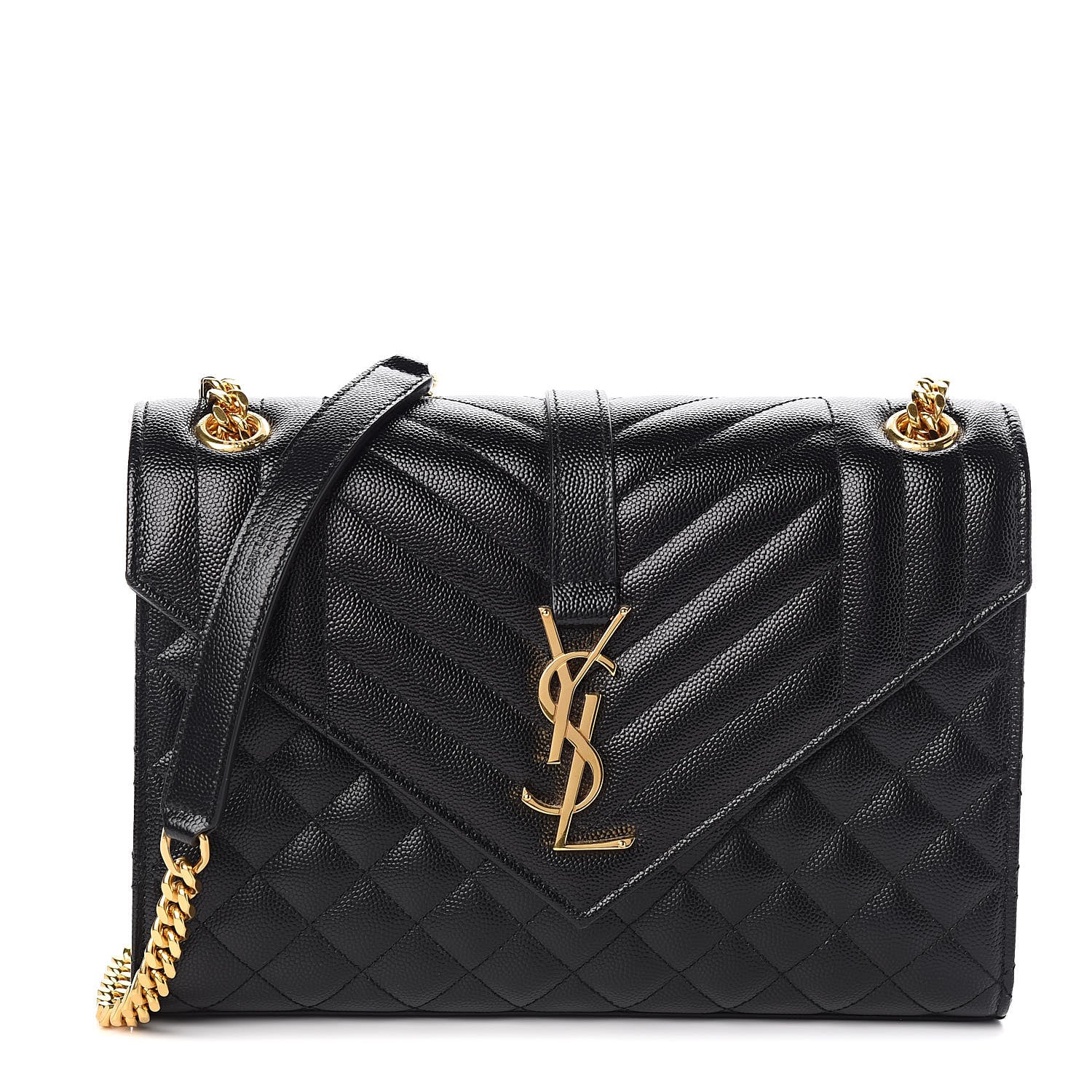 Saint Laurent Grain De Poudre Textured Mixed Matelasse Triquilt Medium Monogram Satchel Black 1 of 10