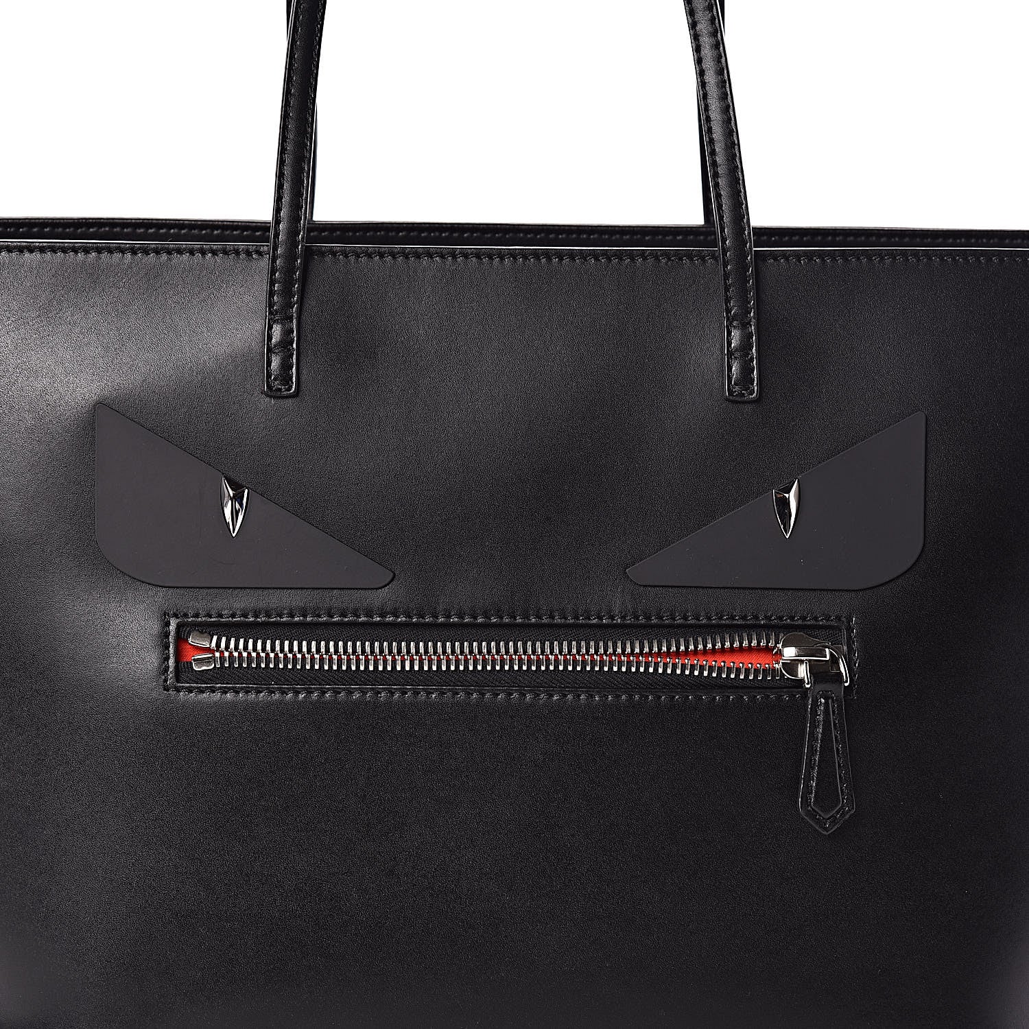 Fendi Vitello Liberty Lucido Metal Monster Eyes Medium Roll Tote Black 10 of 10