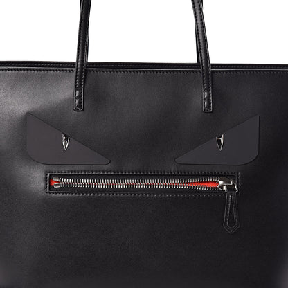 Fendi Vitello Liberty Lucido Metal Monster Eyes Medium Roll Tote Black 10 of 10