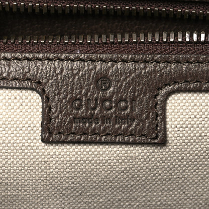 Gucci GG Supreme Monogram Textured Dollar Calfskin Web Medium Savoy Duffle Bag Beige Ebony New Acero 5 of 11