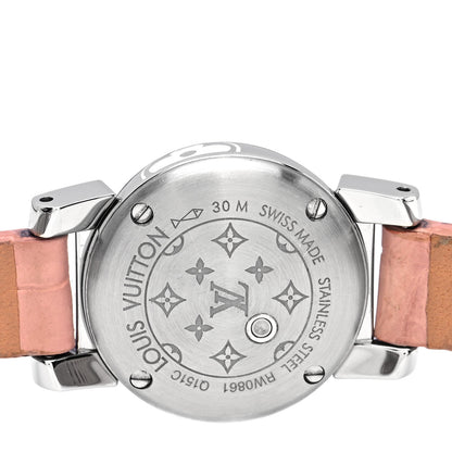 Louis Vuitton Stainless Steel Alligator 18mm Tambour Bijou Quartz Watch White 4 of 5