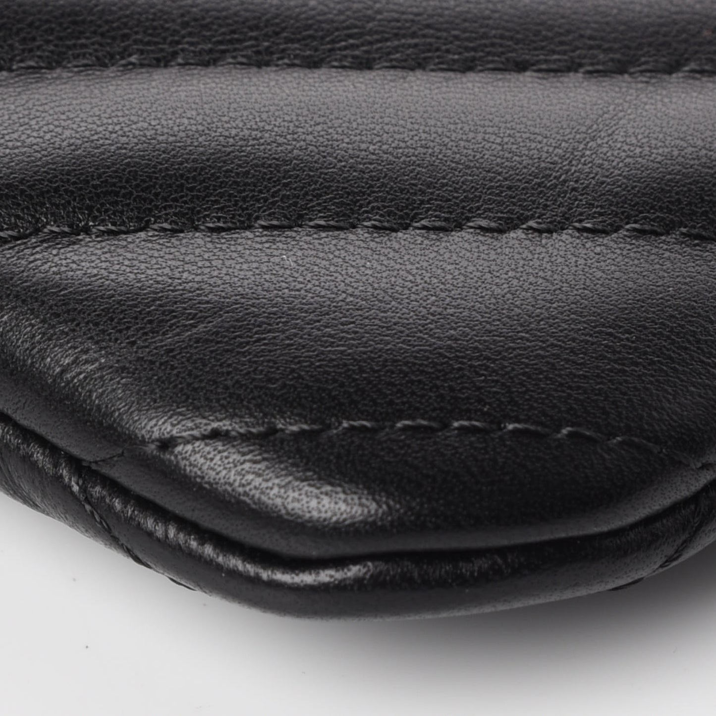 Lambskin Chevron Quilted Small Cosmetic Case Black