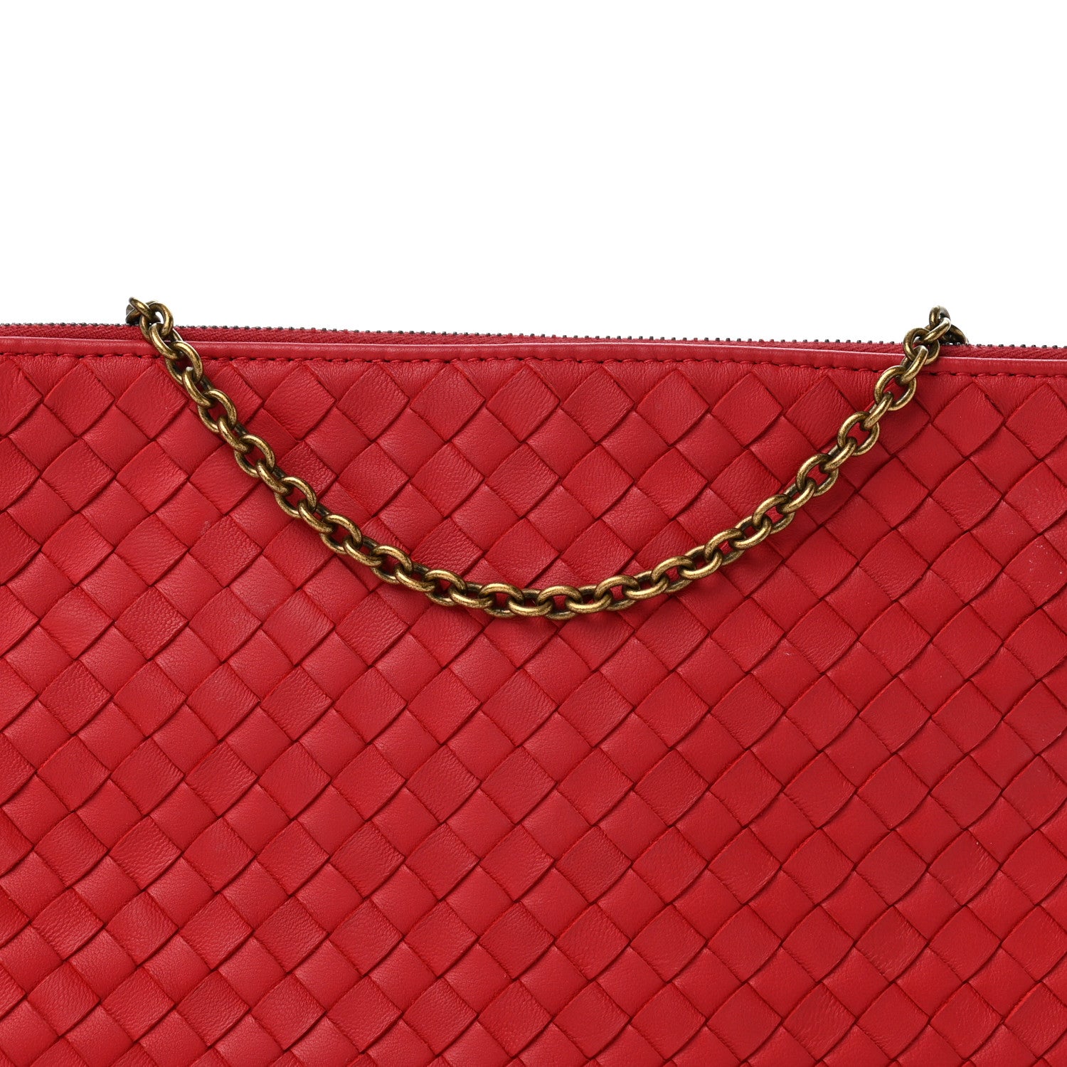 Bottega Veneta Nappa Intrecciato Biletto Chain Crossbody Red 8 of 11