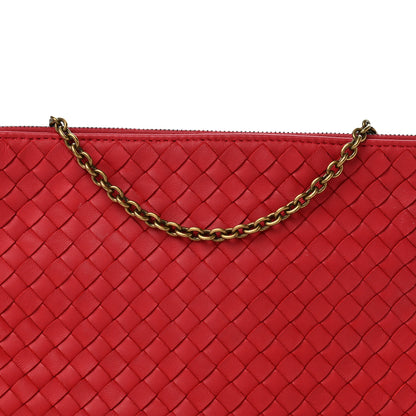 Bottega Veneta Nappa Intrecciato Biletto Chain Crossbody Red 8 of 11