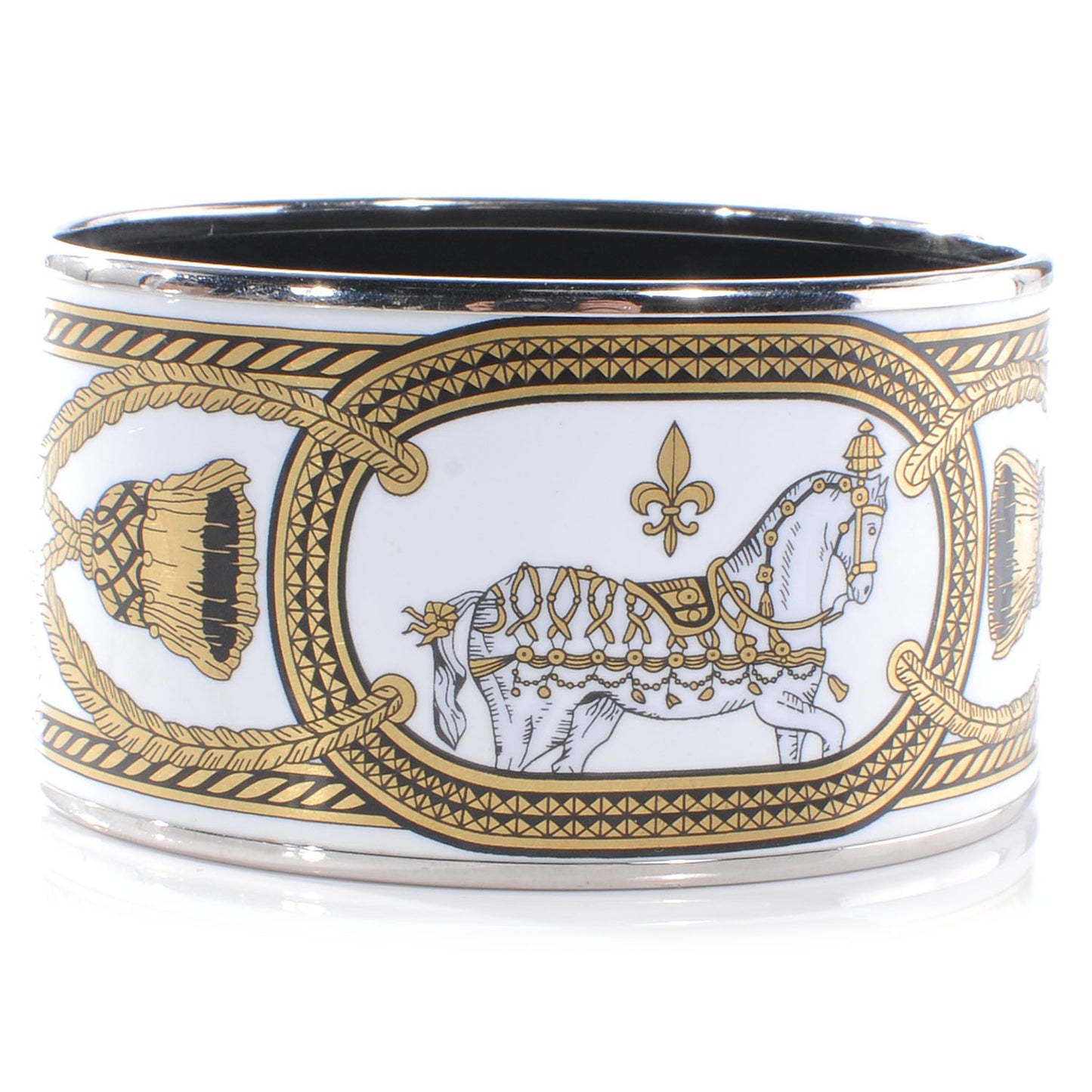 Enamel Printed Grand Apparat Extra Wide Bracelet 65 White