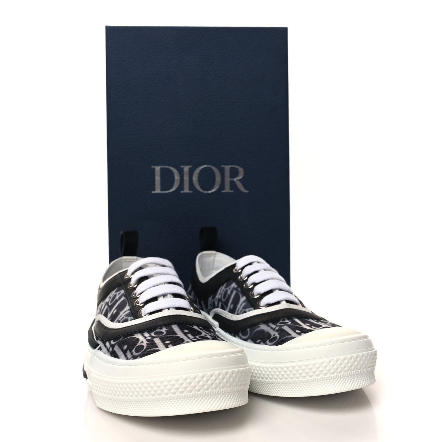 Technical Canvas Mesh Oblique Printed Mens B23 Low Top Sneakers 42 Black White