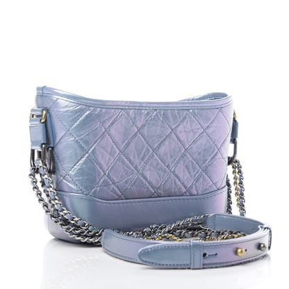 Chanel Iridescent Lambskin Calfskin Quilted Small Gabrielle Hobo Blue 3 of 9