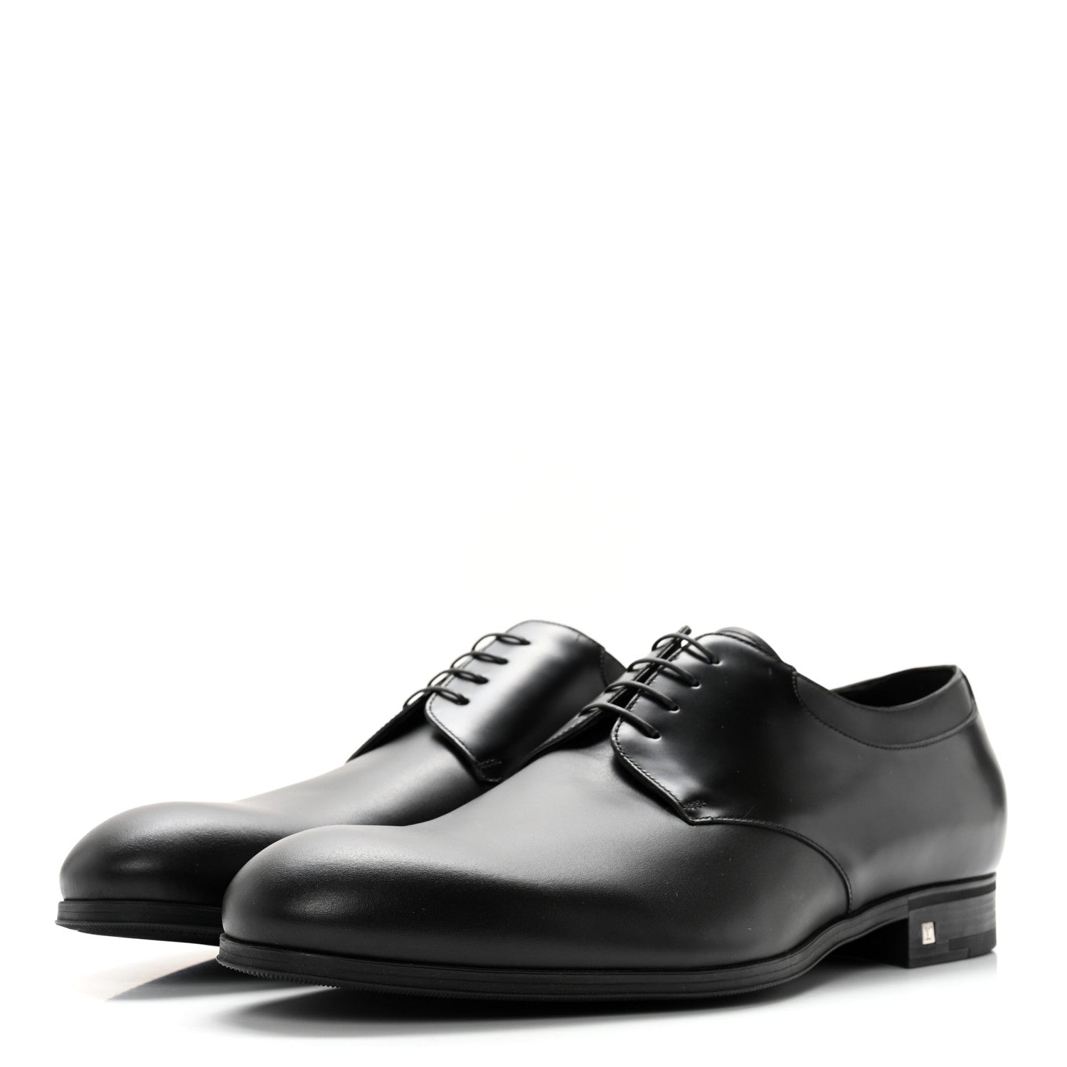 Louis Vuitton Lambskin Mens Derby Lace Up Shoes 9 Black 3 of 12