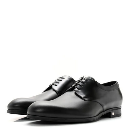 Louis Vuitton Lambskin Mens Derby Lace Up Shoes 9 Black 3 of 12