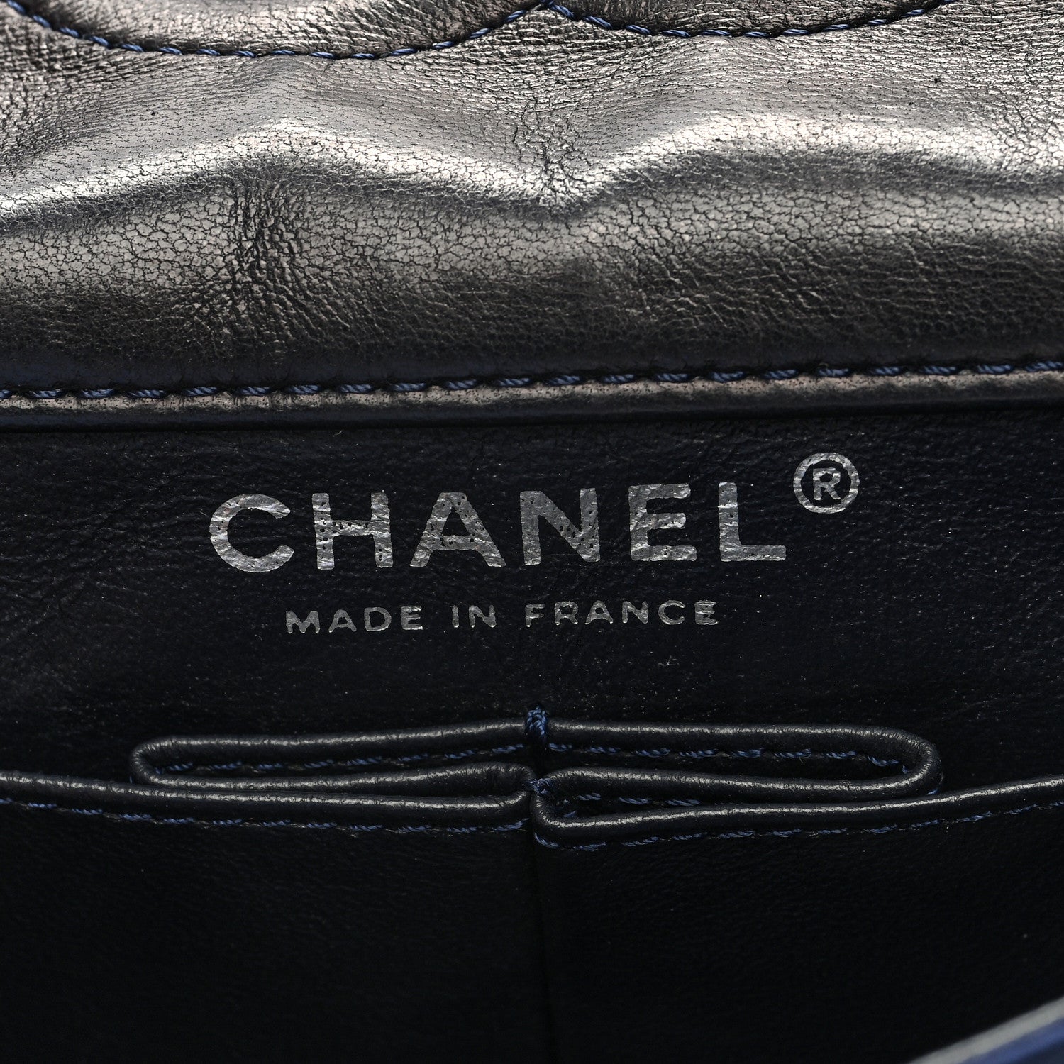 Chanel Satin Paillette Sequin Quilted Medium Single Flap Navy 6 of 9