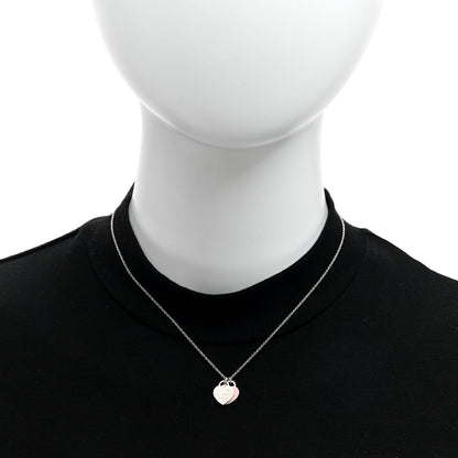 Tiffany Sterling Silver Enamel Return to Tiffany Double Heart Tag Pendant Necklace Pink 2 of 4