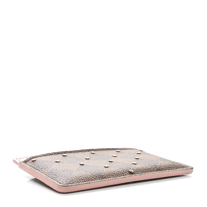 Louis Vuitton Damier Ebene Studded Card Holder Rose Ballerine 4 of 8
