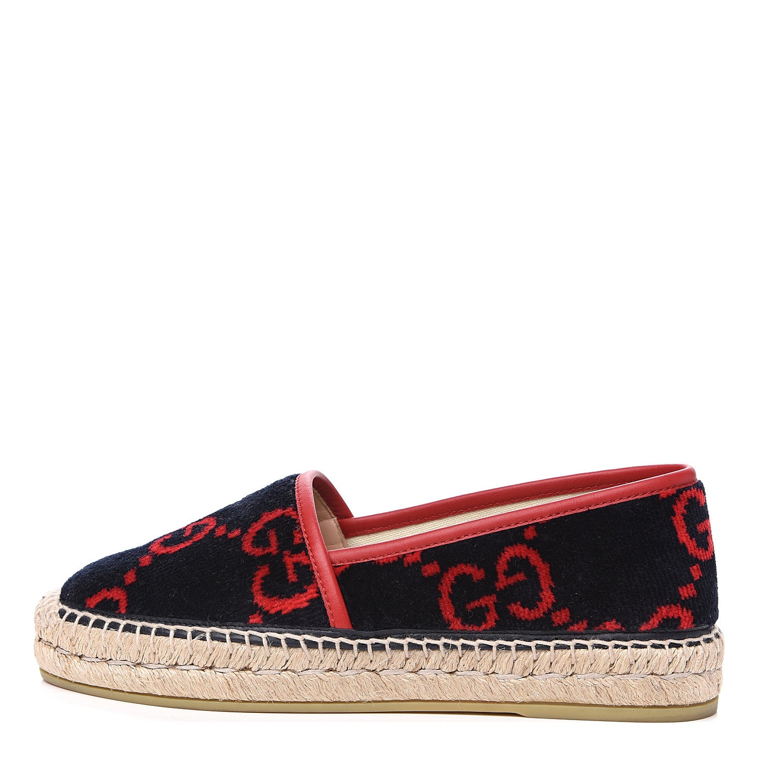 Gucci Terry Cloth GG Monogram Espadrilles 36.5 Blue Red 1 of 9