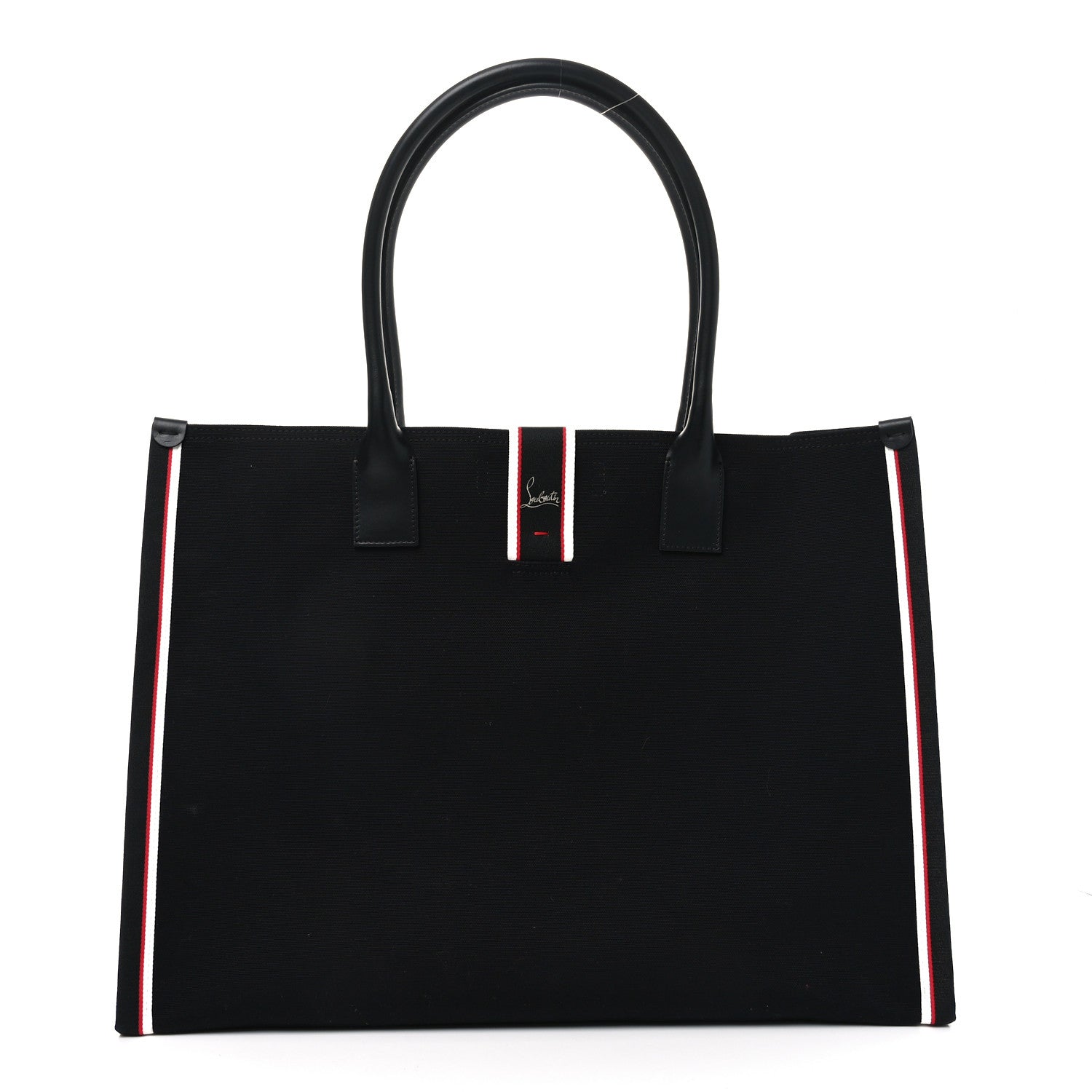 Christian Louboutin Linen Calfskin Extra Large Nastroloubi F.A.V.L. Tote Black 1 of 10