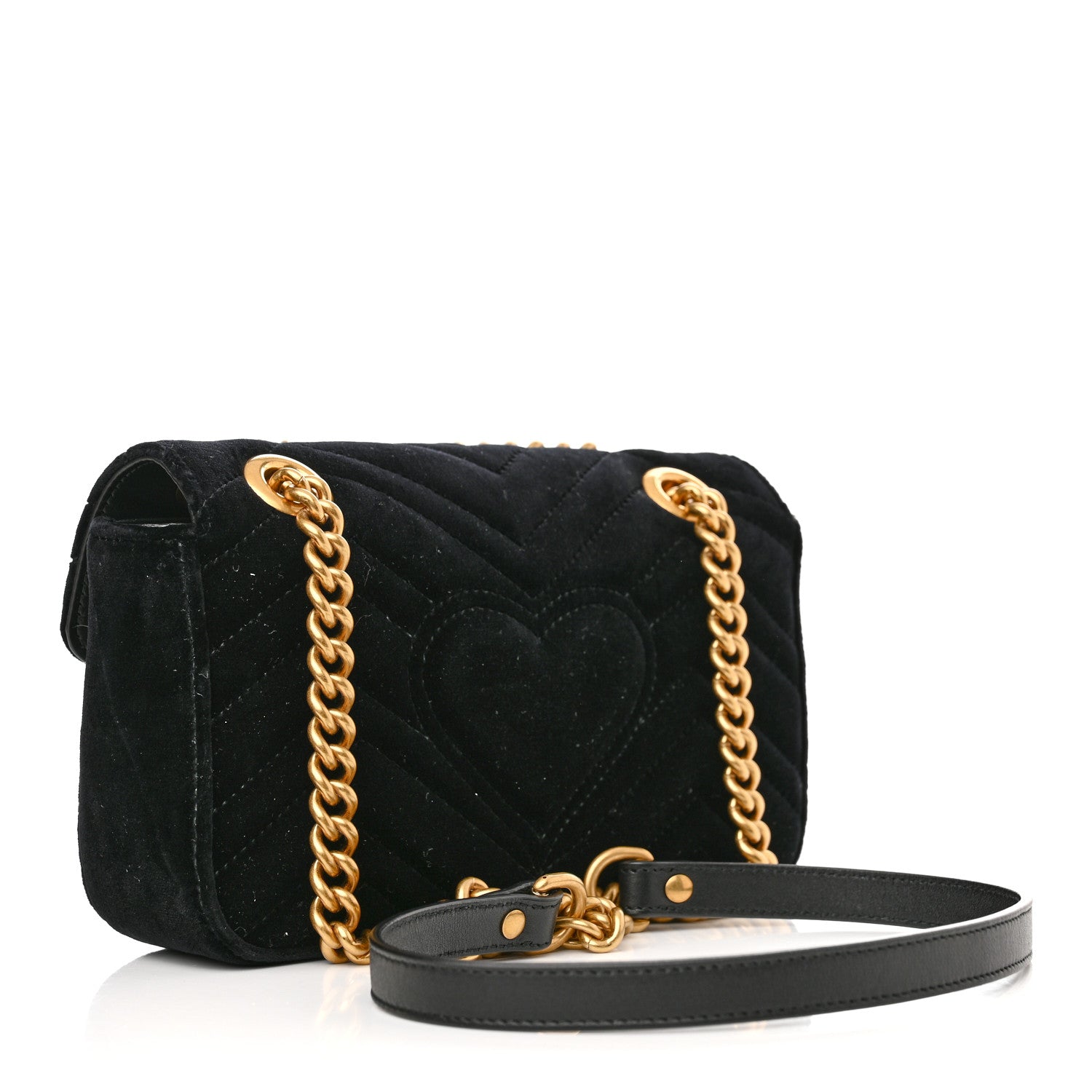 Gucci Velvet Matelasse Mini GG Marmont Shoulder Bag Black 3 of 11
