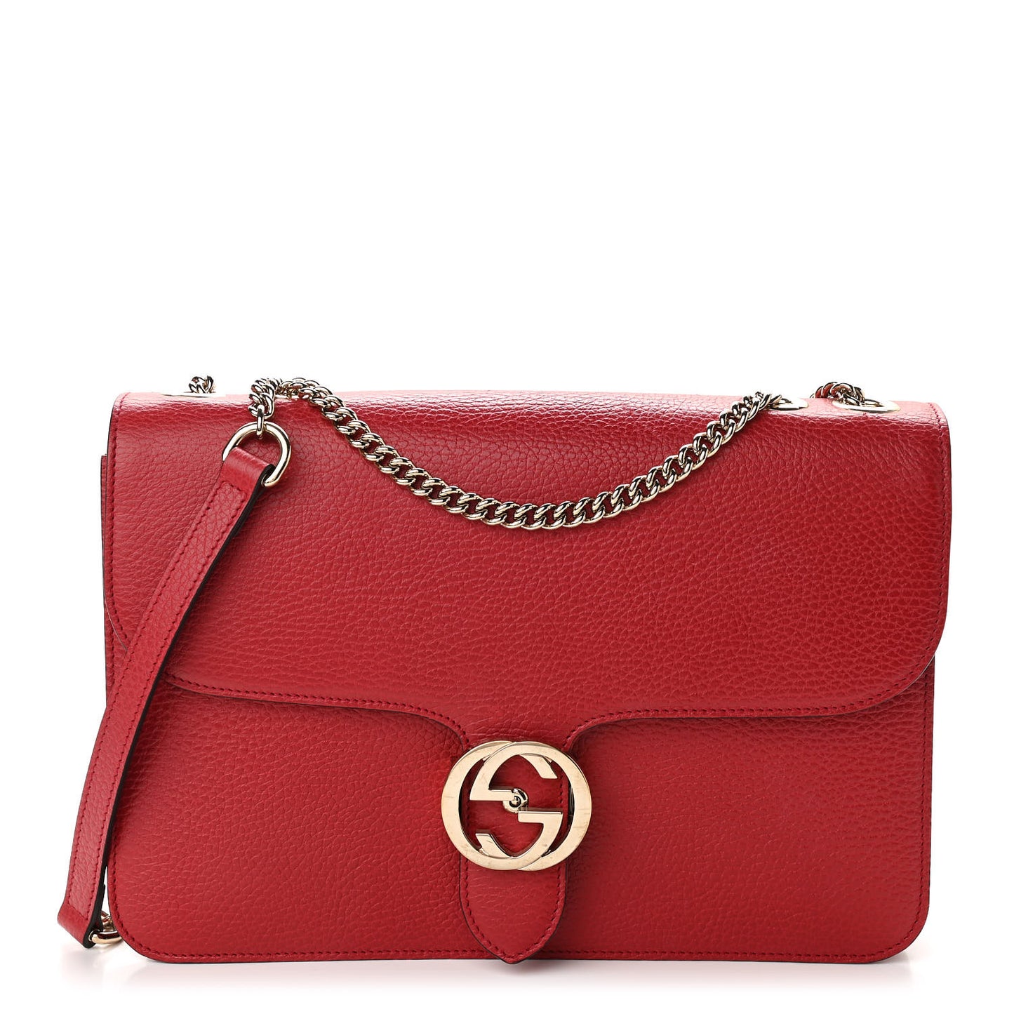 Dollar Calfskin Interlocking G Shoulder Bag Red