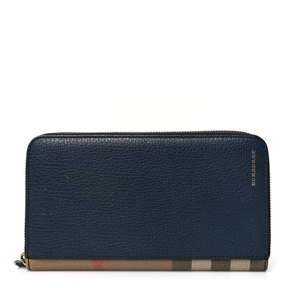 Burberry House Check Calfskin Renfrew Long Zip Around Wallet Blue 2 of 12
