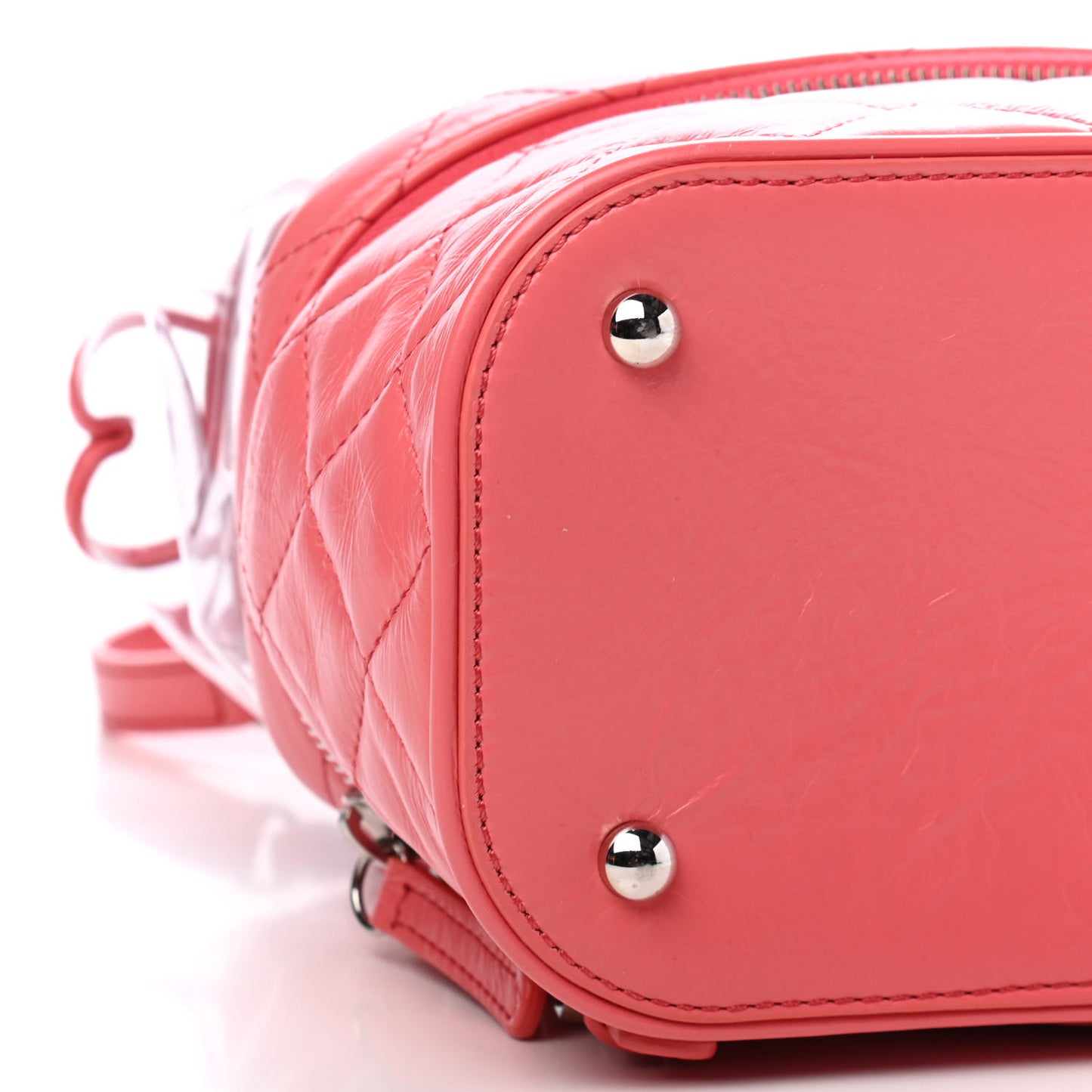 Crumpled Calfskin PVC Quilted Backpack Pink