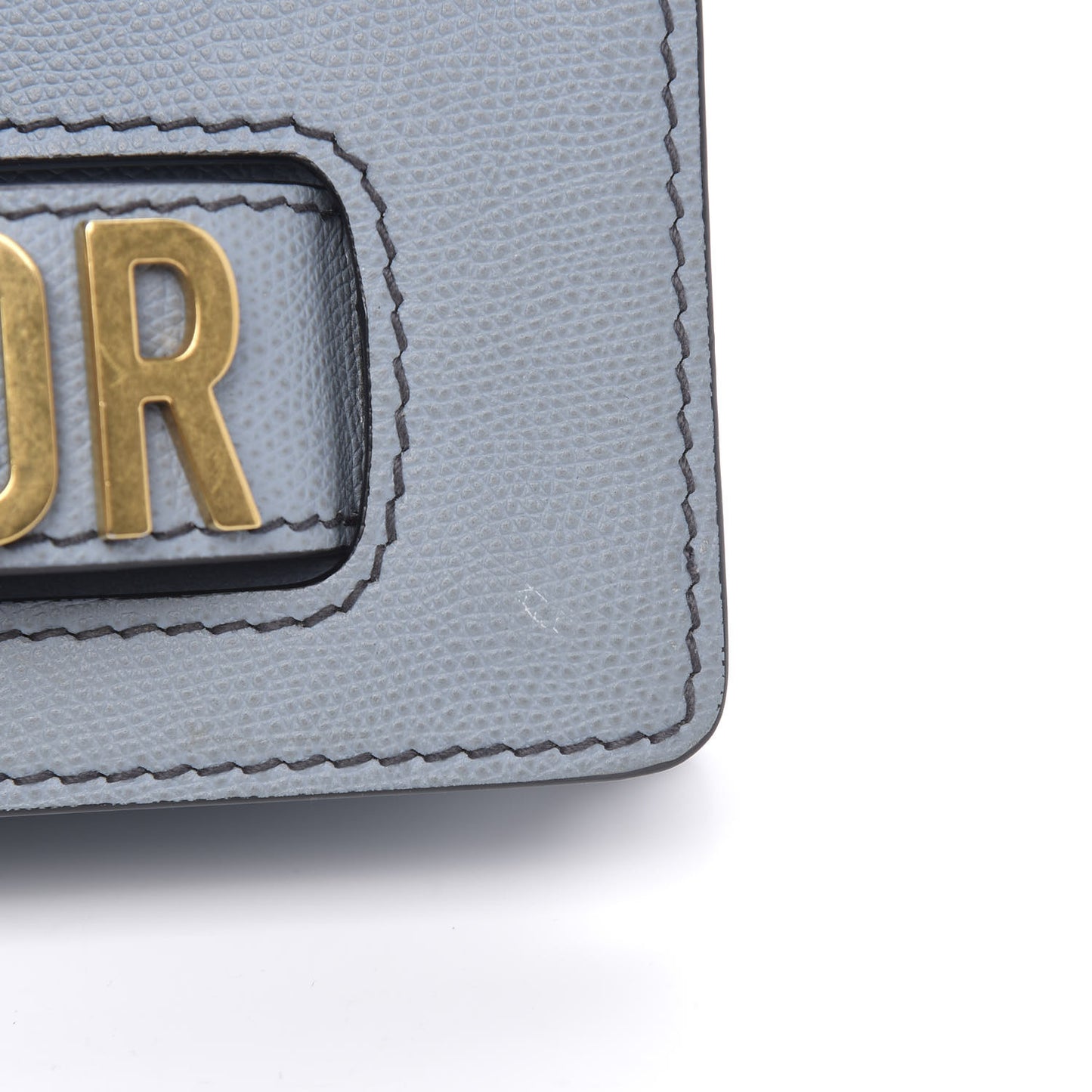 Grained Calfskin Mini J'Adior Chain Flap Bag Sky Blue