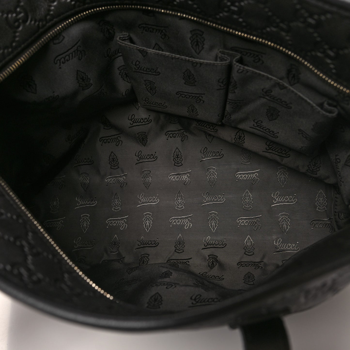 Guccissima Medium Zippered Shopping Tote Black