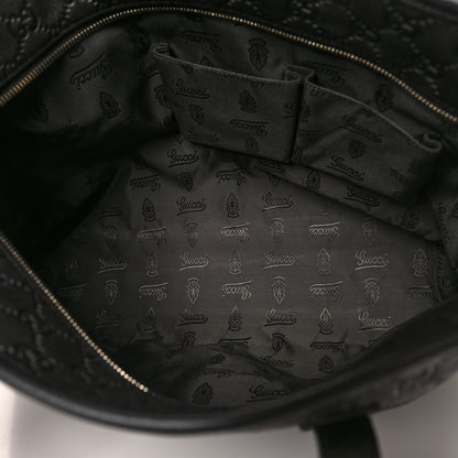 Gucci Guccissima Medium Zippered Shopping Tote Black 5 of 10