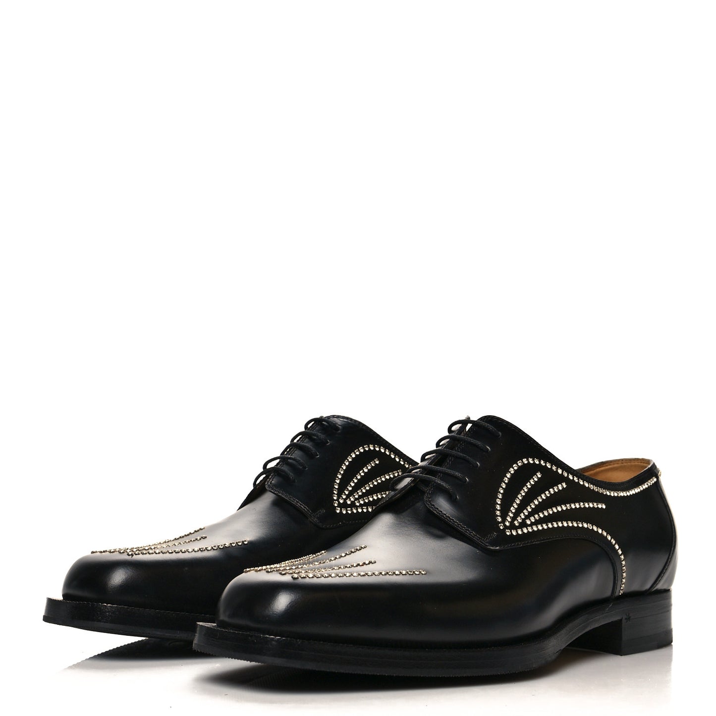 Calfskin Crystal Mens Lace Up Shoes 9.5 Black