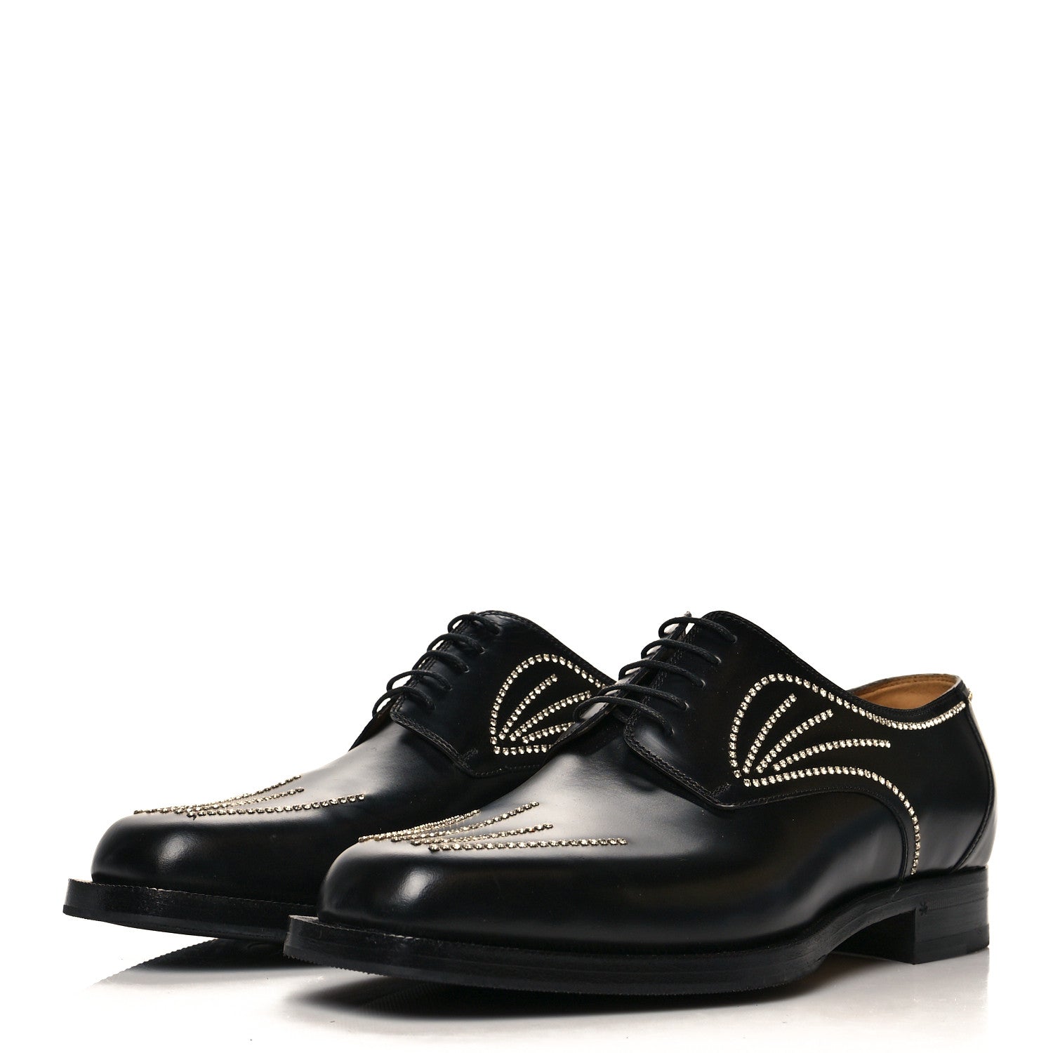 Gucci Calfskin Crystal Mens Lace Up Shoes 9.5 Black 3 of 9