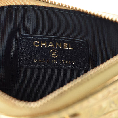Chanel Metallic Calfskin Crocodile Embossed Cocodile Cosmetic Case Gold 6 of 8