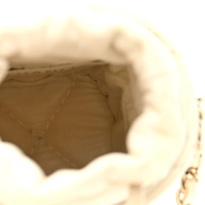 Chanel Lambskin Quilted Mini Bucket Bag With Chain White 5 of 10