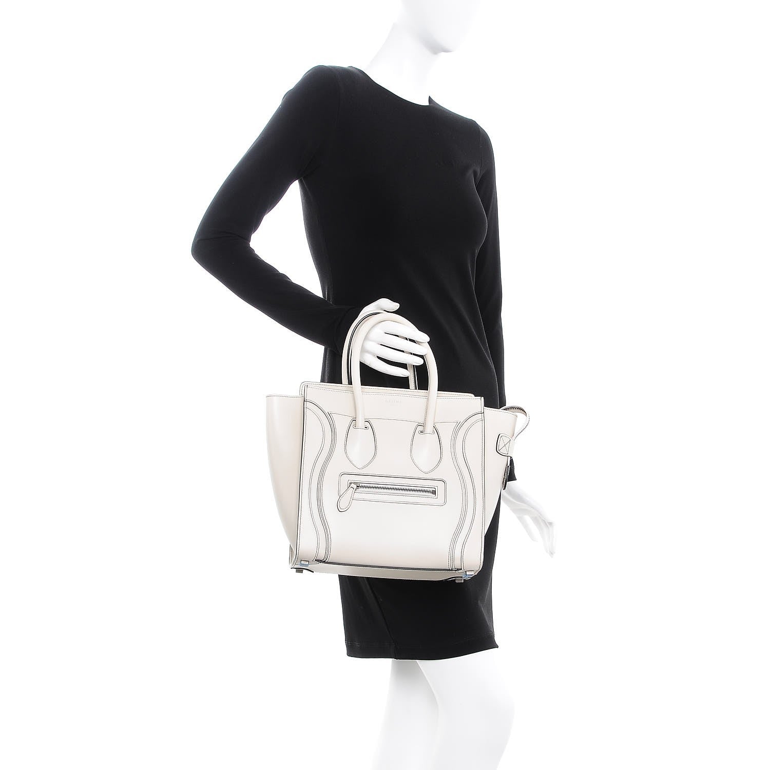 Celine Satin Calfskin Micro Debossed Luggage White 2 of 9