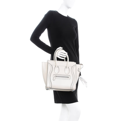 Celine Satin Calfskin Micro Debossed Luggage White 2 of 9